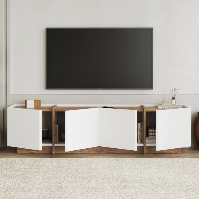 Nordure Lowen Soporte para TV Blanco y Pino Atlántico